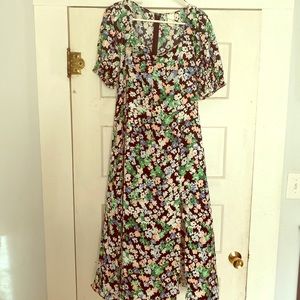 H&M floral puff sleeved dress sz M